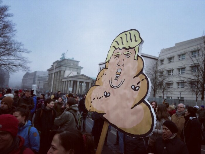Trump is Shit - Poster at the No Ban - No Wall Protest March in Berlin (Photo by Stefan Klenke)